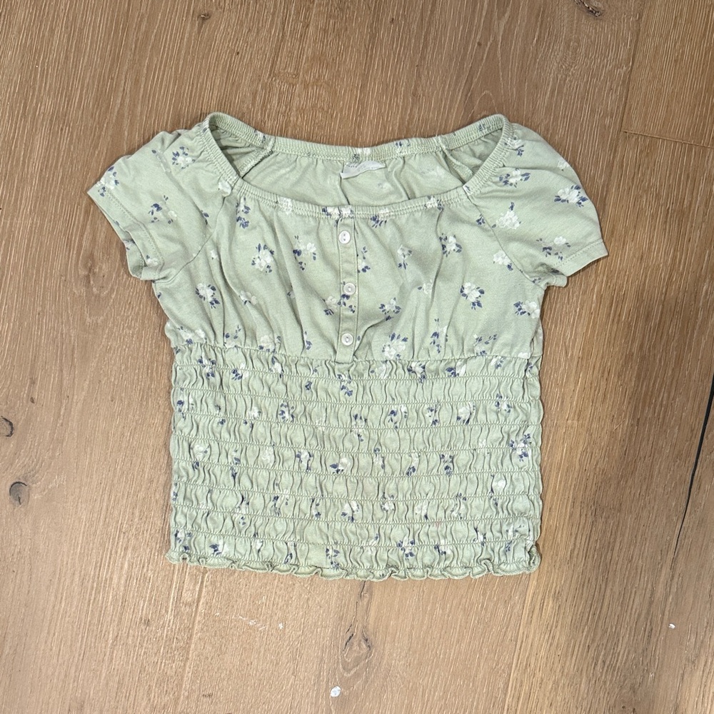 Abercrombie Kids Mint Floral Smocked Blouse